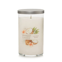 Yankee Candle Medium Pillar Scented Candle - Coconut Beach - 14oz-Brushed-metal lid serves as a candle coaster