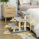 PawHut 3-Tier Dog Stairs with Sisal Scratching Post - White & Grey-Covered in soft plush fabric, providing comfort for pets 