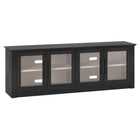 Hudson&Canal Thornwell TV Stand for TV's up to 78" with Glass Doors - Black Grain/Alder White-Features four glass-paneled doors with enclosed cabinets and 4 shelves for ample storage