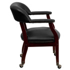 Flash Furniture Vinyl Luxurious Conference Chair with Accent Nail Trim & Casters - Black-Black Vinyl Upholstery