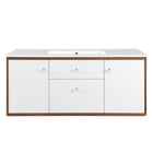 Modway Transmit 48" Wall-Mount Bathroom Vanity - Walnut/White-Mid-Century Modern Vanity