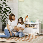 Qaba Kids Bookshelf with 2 Drawers - White-Upper surface for displaying photos or placing baskets
