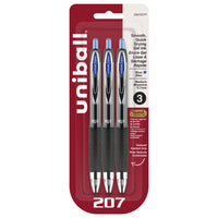 uni-ball 207 Retractable Gel Pens – 0.7mm – Blue – 3 Pack-Gel Pens