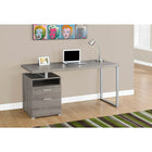 Monarch Specialties 7145 60" Computer Desk - Dark Taupe/Silver Metal-Features an open cubby, closed storage drawers like a file drawer for letter or legal sized folders, as well as a smaller top drawer for organizing office essentials with a contemporary design.