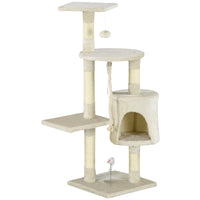 PawHut 46" Multi Level Activity Center Cat Tree - Beige-A complete multi-level cat activity trees and scratching posts for indoor cats 
