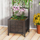Outsunny Galvanized Metal Planter Box with 55" H Trellis - 16" L x 16" W - Black-Versatile as garden bed or privacy screen 
