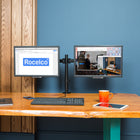 Rocelco DM2 Dual Monitor Mount for Desks and Sit & Stand Desk Risers-Tilts +/- 45-degrees, Swivels 180-degrees, and rotates 360-degrees