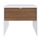Nexera Axel Nightstand With 1-Drawer - White & Walnut-Designed and made in Canada with CARB II/FSC Certified particle board and MDF materials.  Ships in 24-48H from order date. Assembly required