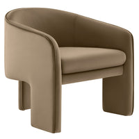 Modway Greer Performance Velvet Upholstered Accent Armchair - Taupe-Performance Velvet Fabric