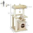 PawHut 39.25" Multi-Level Cat Tree Tower with Scratching Post - Beige-A condo provides a hideaway for your cat to enjoy privacy 