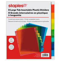 Staples Insertable Plastic Dividers - 8 Tab - Coloured-Insertable Tabs
