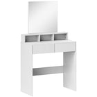 HOMCOM Makeup Vanity Desk with Mirror - 29.5" L x 15" W x 53.1" H - White-Large, sustainable copper-free mirror offers clear reflections 