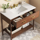 Modway Zaire 36" Bathroom Vanity - Walnut/White-Tapered Legs
