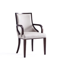 Manhattan Comfort Grand 22.5" Traditional Faux Leather Upholstered Dining Armchair - Light Grey-Traditional Dining Armchair for Dining Room Use