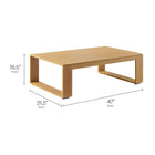 Modway Lirienne Outdoor Patio Aluminum Faux Wood Coffee Table - Natural-Powder-Coated Aluminum