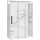 PawHut 99" H Outdoor Catio Enclosure with 6 Jumping Platforms - White-Expands outdoor space for cats to explore nature safely 