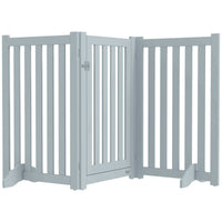PawHut 3-Panel Foldable Dog Gate with Feet - Grey-Made of MDF, robust gate 