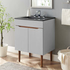 Modway Harvest 24" Bathroom Vanity - Grey/Black-Mahogany Wood Tapered Legs