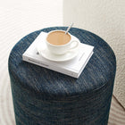 Modway Callum 16" Round Woven Heathered Fabric Upholstered Ottoman - Heathered Weave/Azure-Arrives Fully Assembled