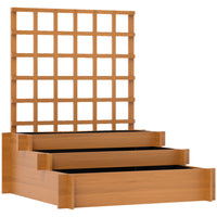 Outsunny 3-Tier Raised Garden Bed with Trellis for Climbing Plants - Brown-Back trellis for climbing plants
