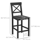 HOMCOM Counter Height Bar Stools with Cross Back and Footrest - Black - 2 Pack-Solid wooden frame is stable and reliable for use
