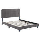 Modway Celine Channel Tufted Performance Velvet Queen Platform Bed - Grey-Queen Platform Bed
