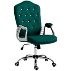 Vinsetto Tufted Office Chair with Adjustable Height and Tilt Function - Green-Glitzy design in French style, with crystal button decorated over the tufted back