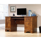 Sauder 59"W Sauder Select Desk - Brushed Maple-  Storage area behind door holds vertical CPU tower and has an adjustable shelf
