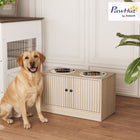 PawHut Elevated Large Dog Bowls with Slow Feeder and Stainless Steel - Oak-Includes two 0.5 gal (2 L) stainless steel bowls that are robust and hygienic 