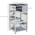 PawHut Catio 34" L Outdoor Cat House on Wheels - Grey-Suitable for three cats to share the divided den, up to 12 lbs (6kg) 
