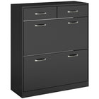 HOMCOM Entryway Shoe Cabinet with 2 Flip Drawers for 12 Pairs - Black-Compact design, great for small entryways, hallways, or any narrow places