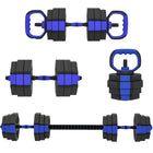 Soozier 4-in-1 Adjustable Dumbbell Set - 55 lb Free Weights Set - Blue-55 lb. (25 kg) 4-in-1 set: dumbbells, barbells, kettlebells and push-up stands 
