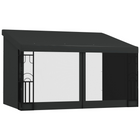 Outsunny 10 ft W x 13 ft L Wall Mounted Pergola Gazebo with Curtains and Nettings - Dark Grey-Mounted to the wall, bring the indoors out