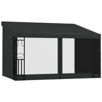 Outsunny 10 ft W x 13 ft L Wall Mounted Pergola Gazebo with Curtains and Nettings - Dark Grey-Mounted to the wall, bring the indoors out