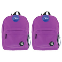 BAZIC Products Classic 17" Backpack - Purple - 2 Pack-One large main compartment and small front compartment with zipper closure