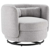 Modway Relish Upholstered Fabric Swivel Chair - Black Light Grey-Swivel Accent Chair