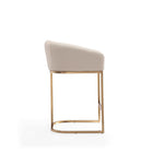 Manhattan Comfort Louvre 20" Mid-Century Modern Faux Leather Upholstered Counter Stool - Cream and Titanium Gold - 3 Pack-Delivered to you Fully Assembled! No Assembly Required