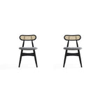 Manhattan Comfort Colbert 17.52" Industry Chic Upholstered Dining Chair - Black and Grey - Set of 2-Modern - Industry Chic Cane Dining Chair Perfect for Dining Room Use. Set of 2