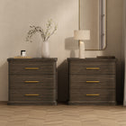 Manhattan Comfort Clifford Traditional 3-Drawer Nightstand - Walnut-9