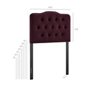 Modway Annabel Stain-Resistant Performance Velvet Twin Headboard - Mulberry-Diamond Button Tufting