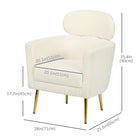 HOMCOM Modern Accent Chair with Detachable Headrest for Living Room - Cream/White-Slightly adjustable foot pads keep balance and keep your floor looking well  
