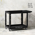 HOMCOM 2-Tier Rolling Tool Cart with Wheels - Black-Plastic construction ensures lightweight durability