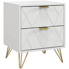 HOMCOM Bedside Table with Storage and Gold Hairpin Legs - White-Two drawers glide smoothly on steel slides for easy access