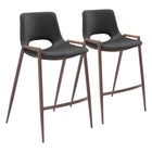 Zuo Desi Counter Stool - Black/Walnut - Set of 2-Armrest support