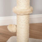 PawHut 39" Cat Condo with Sisal Scratching Post and Hanging Ball - Beige-Material: Particle Board, Plush, Sisal, Cattail Fluff 