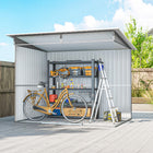 Outsunny 8.5' x 6' Garden Storage Shed with Skylight - Grey-With double sliding doors, you'll have easy access to your belongings
