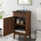 Modway Render 18" Bathroom Vanity - Walnut/Black-Soft-Close Door