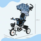 Qaba 6-in-1 Toddler Tricycle with Parent Push Handle and Cupholder - Light Blue-Smooth and quiet ride with EVA wheels for outdoor use 