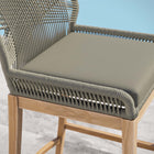 Modway Wellspring Outdoor Patio Teak Wood Bar Stool - Light Gray Greige-Aluminum Seat With Rope Detail