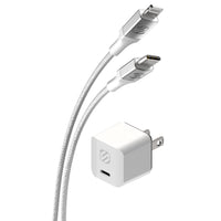 Scosche 30W USB-C Mini Home Charger Cube with 8' Braided Cable - White-30W USB-C Power Delivery offers fast charging and rapid data transfer